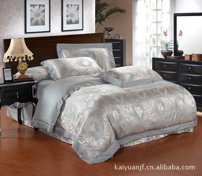 床上用品絲棉混織大提花鏤空四件套 婚慶田園風(fēng)格的優(yōu)雅選擇